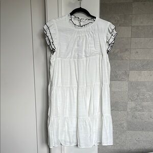 White Ruffle Sleeve Dress